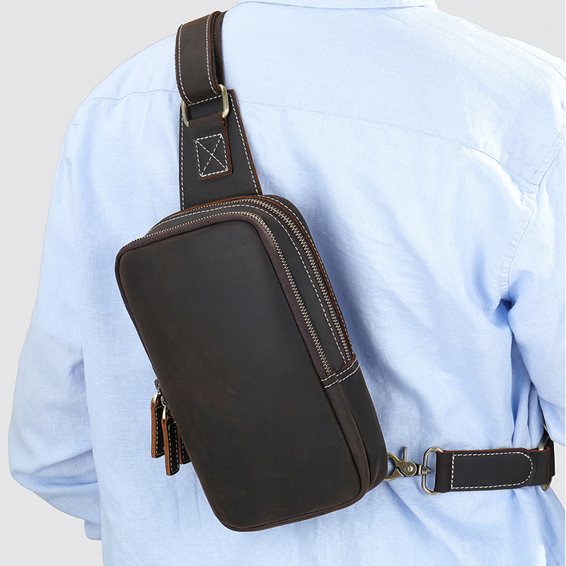 Tablet Shoulder Bag - Мужская нагрудная сумка из натуральной кожи,